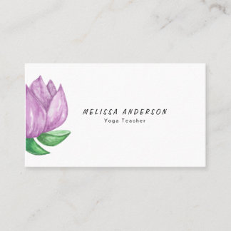 Pink Watercolor Lotus Business Card