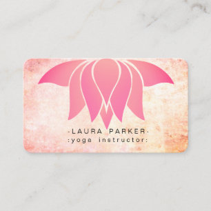 Pink Watercolor Lotus Flower Yoga Meditation Business Card
