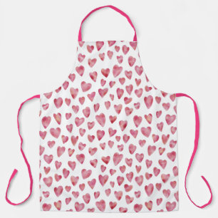 Pink Watercolor Love Heart Pattern Apron