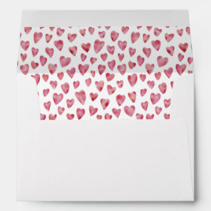 Pink Watercolor Love Heart Pattern Envelope
