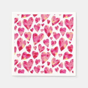 Pink Watercolor Love Heart pattern Napkin