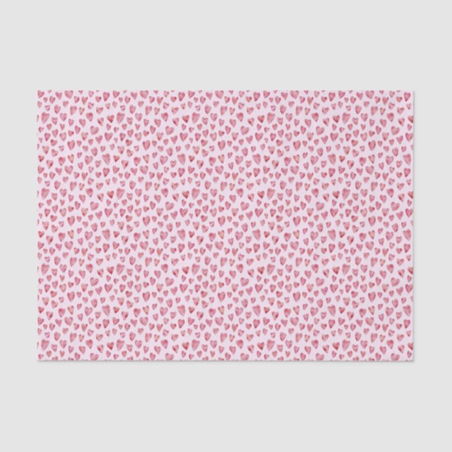 Pink watercolor love heart tissue paper (Front)
