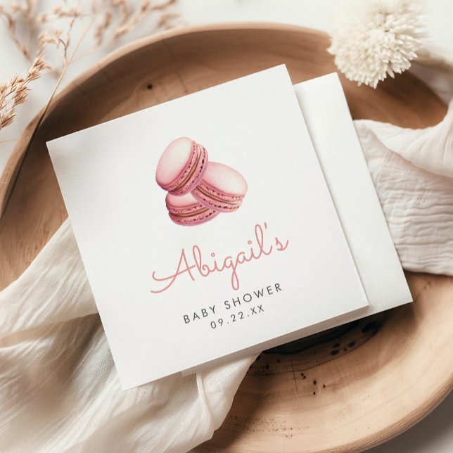 Pink Watercolor Macaron Cookies Girls Baby Shower Napkin (Creator Uploaded)