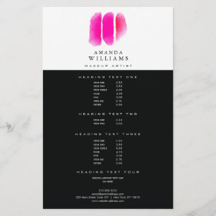 Pink Watercolor Makeup Artist Swatches Flyer
