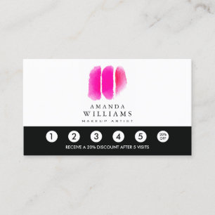Pink Watercolor Makeup Artist Swatches Loyalty Card
