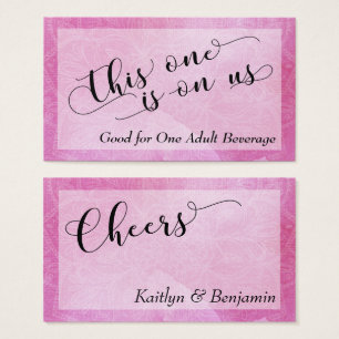 Pink Watercolor Mandala Wedding Drink Tickets 3