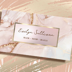 Pink watercolor marble business card
