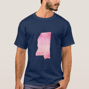 Pink Watercolor Mississippi T-Shirt