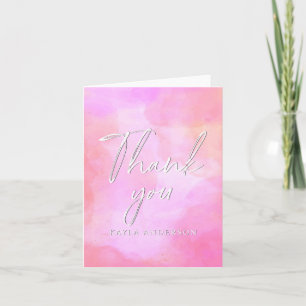 Pink Watercolor Modern Elegant Personalized Thank You Card
