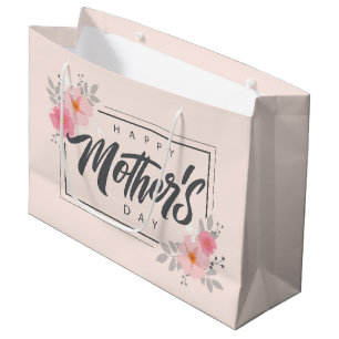 Pink Watercolor Modern Floral Mother's Day Large Gift Bag