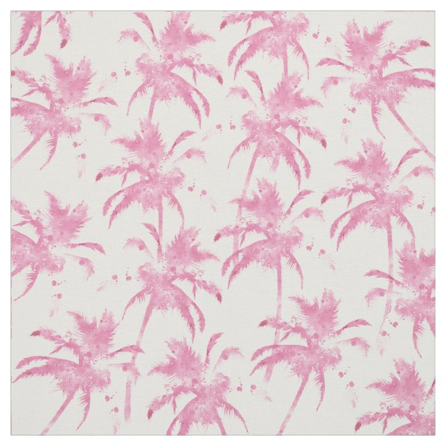 Pink watercolor modern palm tree pattern fabric (Swatch)