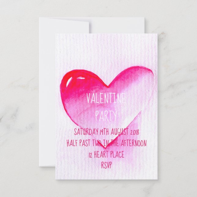 Pink watercolor modern Valentine party Invitation (Front)