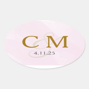 Pink Watercolor Monogram Label