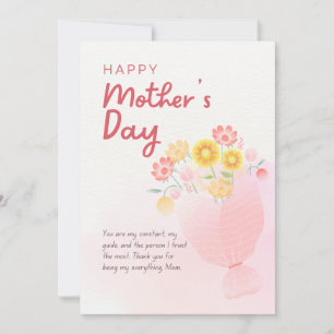 Pink Watercolor Mothers Day Greeting Card