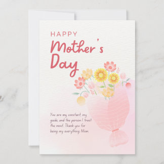 Pink Watercolor Mothers Day Greeting Card
