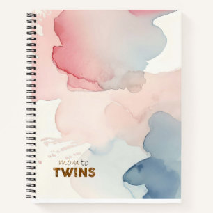 Pink Watercolor Mum to Twins Notebook
