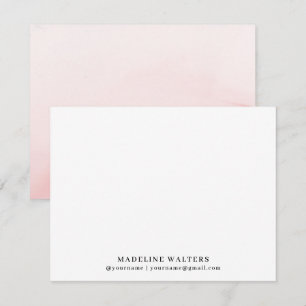 Pink Watercolor Name Monogram Personalised Flat Card