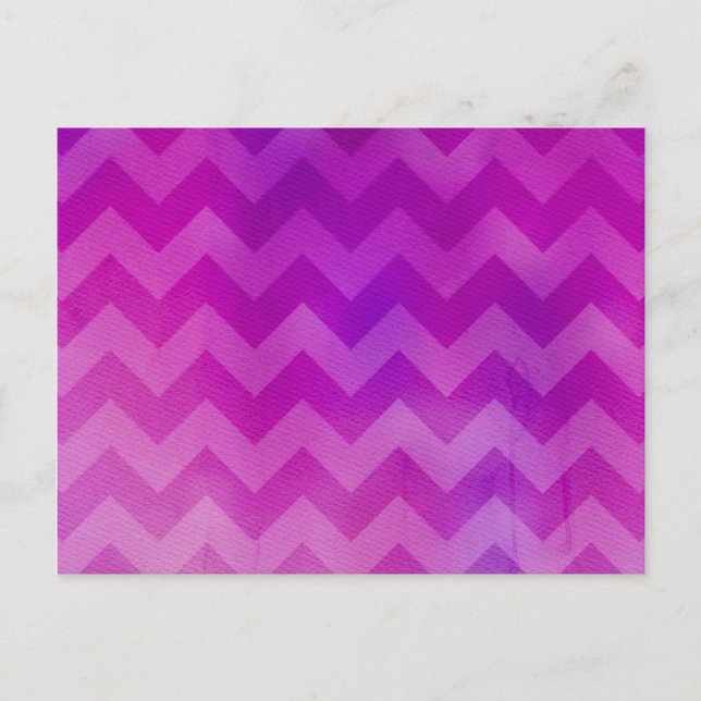 Pink Watercolor Ombre Chevron Postcard (Front)