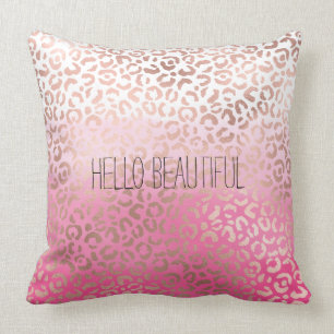 Pink Watercolor Ombre Leopard Print Personalised Cushion