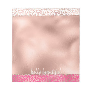 Pink Watercolor Ombre Leopard Print Personalised Notepad