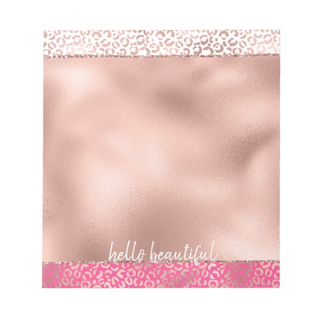 Pink Watercolor Ombre Leopard Print Personalised Notepad (Front)
