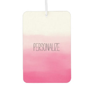 Pink Watercolor Ombre Personalised Car Air Freshener