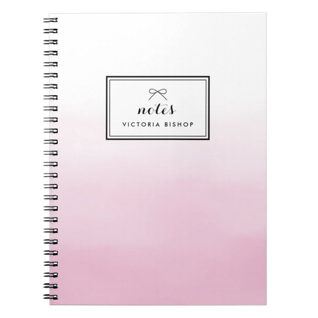 Pink Watercolor Ombre Personalised Notebook (Front)