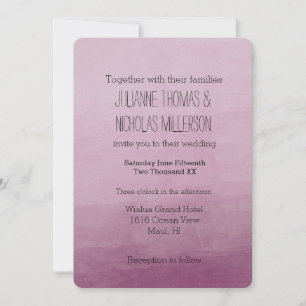 Pink Watercolor Ombre Wedding Invitation
