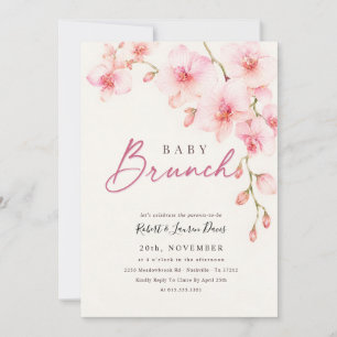 Pink Watercolor Orchid Floral Baby Shower Invitation