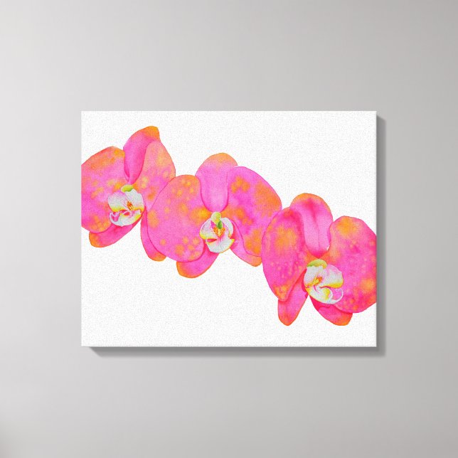 Pink watercolor Orchid painting Canvas Print (Front)