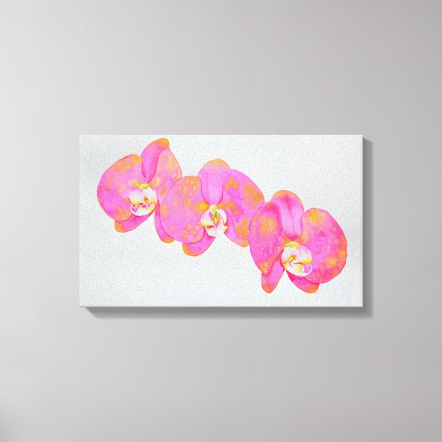Pink watercolor Orchid painting Canvas Print (Front)