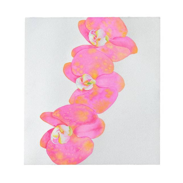 Pink watercolor Orchid painting Notepad (Front)