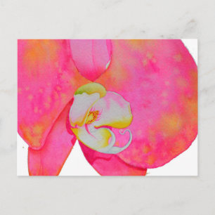 Pink watercolor Orchid painting Postcard