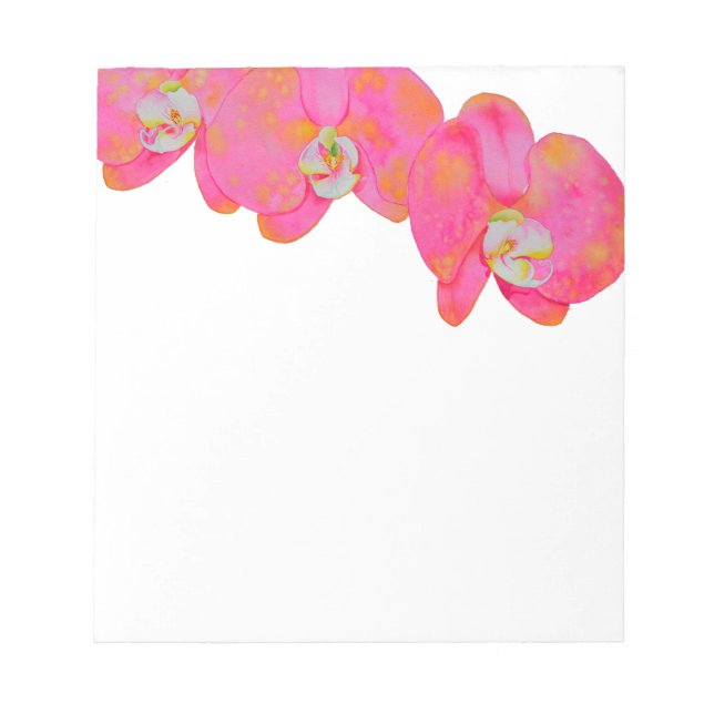 Pink watercolor Orchids Notepad (Front)