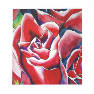 Pink watercolor original art roses notepad