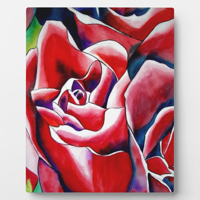 Pink watercolor original art roses plaque (Front)
