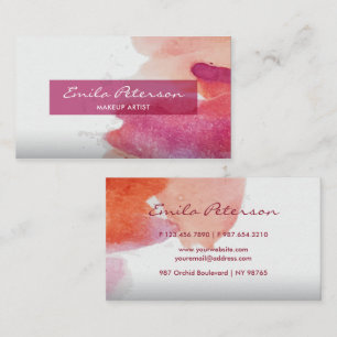 Pink Watercolor Paint Splatter Abstract Business Card