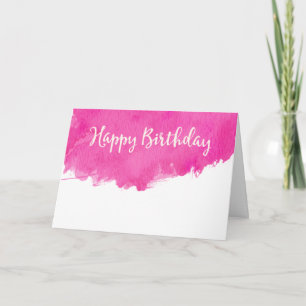 Pink Watercolor Paint Splatter Happy Birthday Card