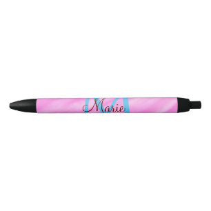 Pink watercolor pastel add title monogram letter  black ink pen