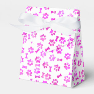 Pink Watercolor Paw Prints Favour Box