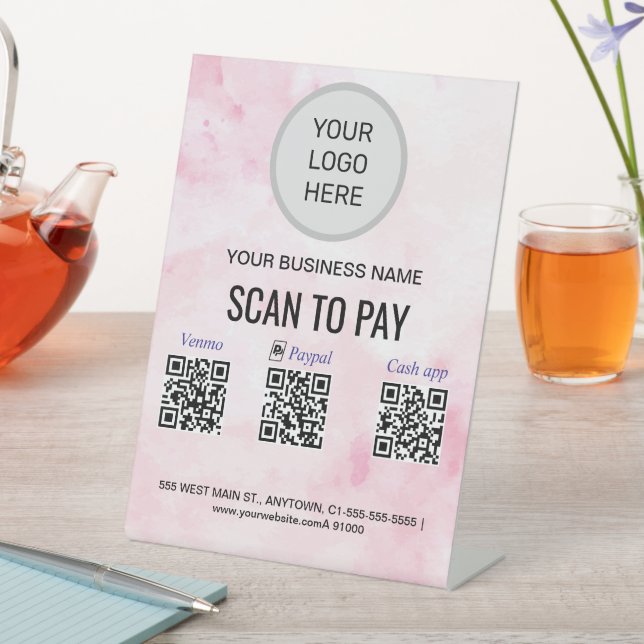 Pink Watercolor Pedestal Sign (In SItu)