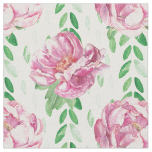 Pink  Watercolor Peonies Fabric