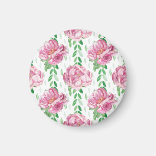 Pink Watercolor Peonies Magnet