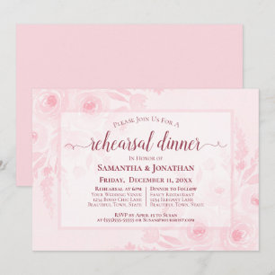 Pink Watercolor Peonies Wedding Rehearsal Dinner Invitation