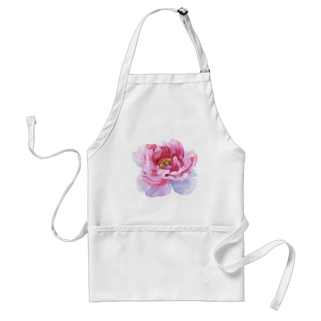 Pink Watercolor Peony Apron (Front)