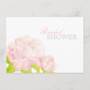 Pink Watercolor Peony Floral Bridal Shower Invitation