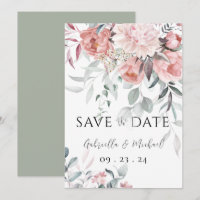 Pink Watercolor Peony Greenery Wedding