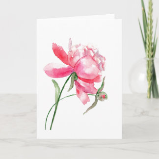 Pink Watercolor Peony Greeting Card