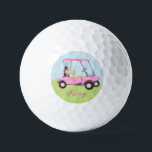 Pink Watercolor Personalised Golf Cart Golf Balls<br><div class="desc">She'll have fun with this personalised pink watercolor golf cart -- with her golf clubs -- ready to ride any course. Any special requests or design questions,  just send a chat or an email to charmdesignstudio@rcn.com and we'll be delighted to assist.</div>