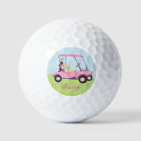 Pink Watercolor Personalised Golf Cart